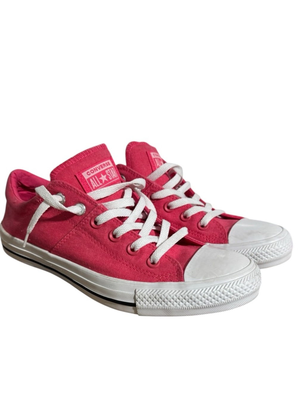 Converse Low Top Sneakers in Bright Pink and White women’s size 9, like new